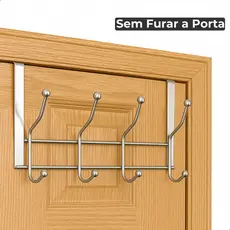 Suporte Cabideiro Porta 8 Ganchos Organizador Sem Furo