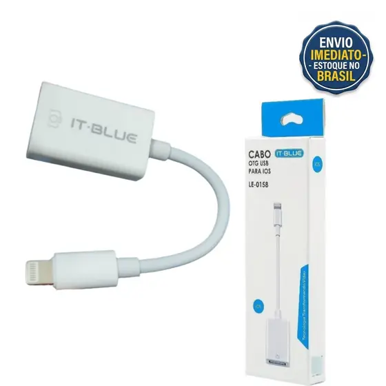 Cabo Adaptador OTG USB P/ iPhone iPad Fotos Vídeos Pen Drive Conectar Mouse Teclado Pen Drive