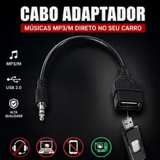 Cabo Adaptador P2 X Usb Femea Automotivo Mp3 Mp4 Auxiliar 15cm