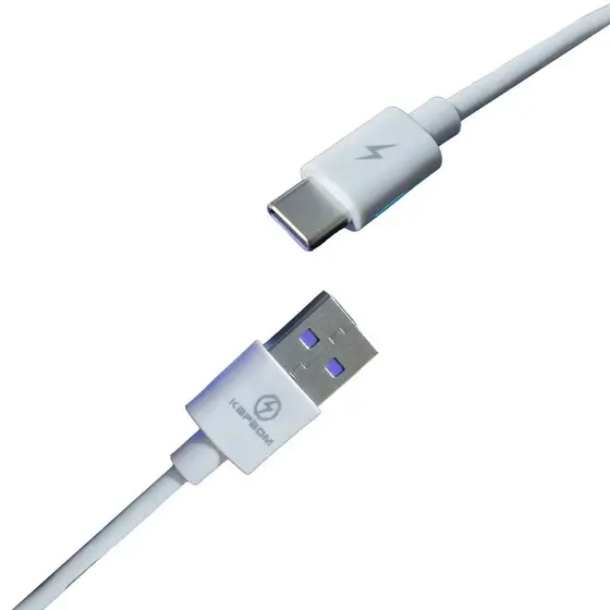 Cabo Carregador USB x Tipo C Curto Reforçado Dados Carga Rápida 20cm p/ Powerbank Kapbom 3.1A Branco