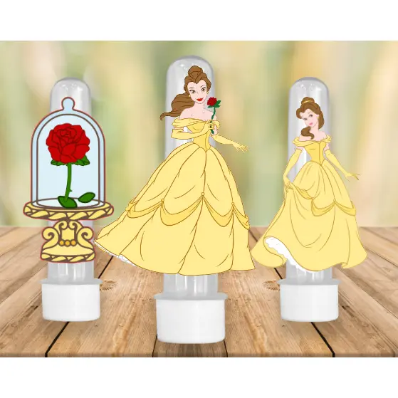 40 Apliques para Tubete Doces Bolo - Tema PRINCESA BELA E A FERA - Lembrancinhas Divertidas para Sua Festas