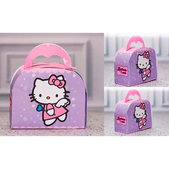 Caixa maleta bolsinha lembrancinha HELLO KITTY - personalizado festa infantil - PEGUE E MONTE