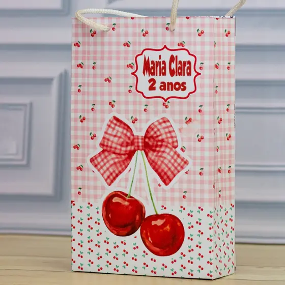 MINI Sacolinha Surpresa Personalizada Cerejinha Cereja - Lembrancinha Personalizada Festa Infantil Pegue e Monte