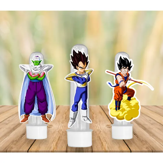 50 Apliques para Tubete Doces Bolo - Tema  DRAGON BALL -  Lembrancinhas Divertidas para Sua Festas