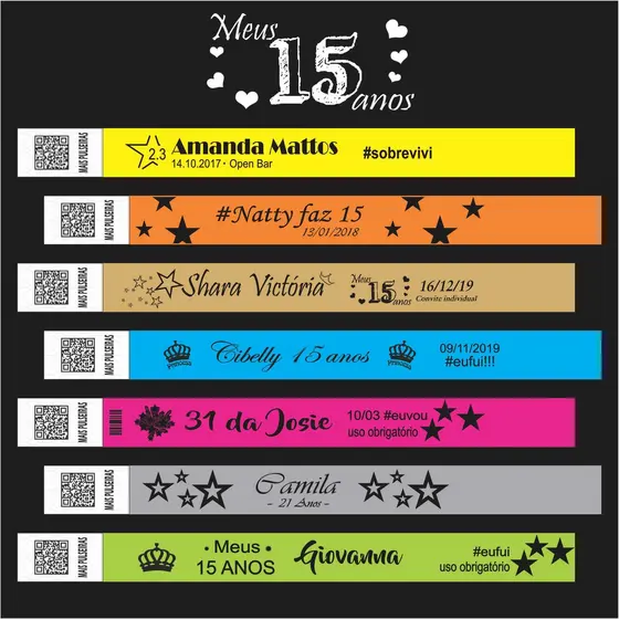 200 100 Pulseira Identificação Festa Personalizada Evento Show Aniversário Casamento Balada Halloween Excursão Formatura