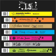 200 100 Pulseira Identificação Festa Personalizada Evento Show Aniversário Casamento Balada Halloween Excursão Formatura