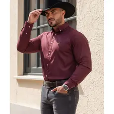 Camisa Xadrez Manga Longa Masculina Social Country Bordada Lida de Boiadeiro Premium