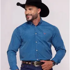 Camisa Slim Fit Country Botão na Gola Manga Longa Masculina Premium