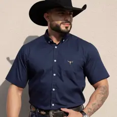 Camisa Country Bolso Micro Xadrez Manga Curta Luxo Premium Social Masculina Algodão Poliéster
