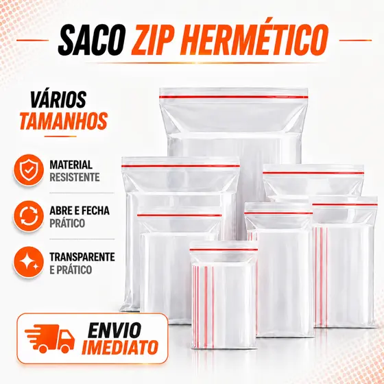 Saco Zip Hermético Unidades Abre e Fecha Plástico Transparente Sacos para Alimentos Saquinho Viagem