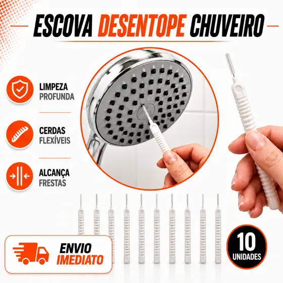 Kit Escova Desentope Chuveiro Mini Limpador de Furos para Celular Torneira Fogão Multifuncional