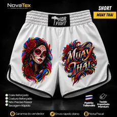 Short Muay Thai Catrina Thai Fury Tailandês Premium Cós Reforçado Kickboxing Boxe Treino Luta