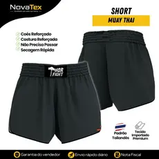 Short Muay Thai Cinza Escuro Liso Unissex Alta Qualidade Confortável para Treino e Luta