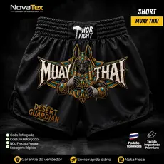 Short Muay Thai Desert Guardian Anubis Unissex Premium Confortável Treino e Competição