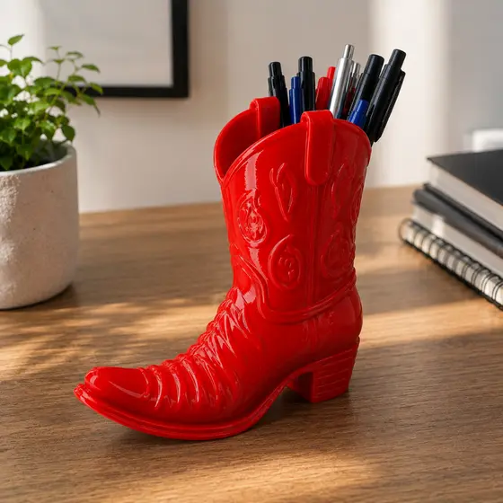 Porta Canetas Decorativo Mesa Escritorio Organização Personalizado Bota Country Texana
