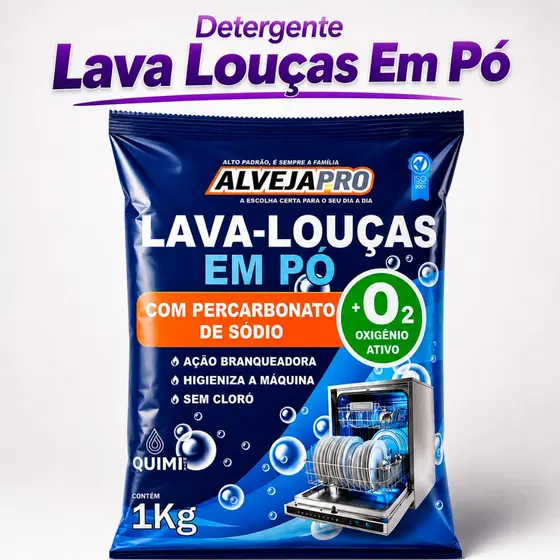 Detergente Lava Louças Em Pó Para Máquina Com Percarbonato Remove Gordura Pesada