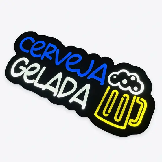 Letreiro Luminoso Led Cerveja Gelada Bar Adega Breja Beer Restaurante