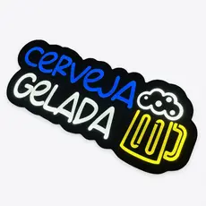 Letreiro Luminoso Led Cerveja Gelada Bar Adega Breja Beer Restaurante