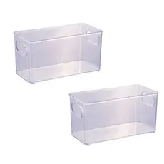 Organizador de Geladeira Armário Kit com 2 Unidades 10x20cm com Alça Transparente Plasútil