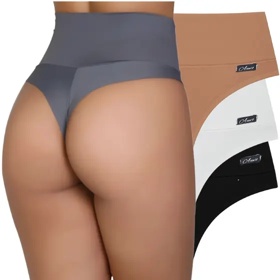 Calcinha Pós Parto Cintura Alta Modeladora Cós Alto Fio Duplo Não Marca Roupa Empina Bumbum
