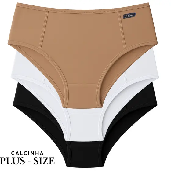 Calcinha Plus Size Cós Alto Em Tecido de Legging Fitness
