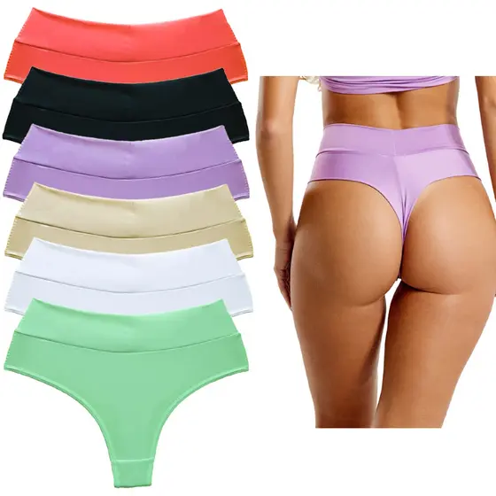 Kit 5 Calcinhas Femininas Cós Alto Fio Duplo Cintura Alta Microfibra