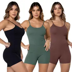 Kit 3 Macacão Macaquinho Básico Poliamida Zero Transparência Costas Personalizada Roupa de Academia