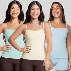 3 Regata Alça Fina Fitness Blusa Feminino Liso Poliamida Tank Top Slim Camiseta Academia Kit Verão