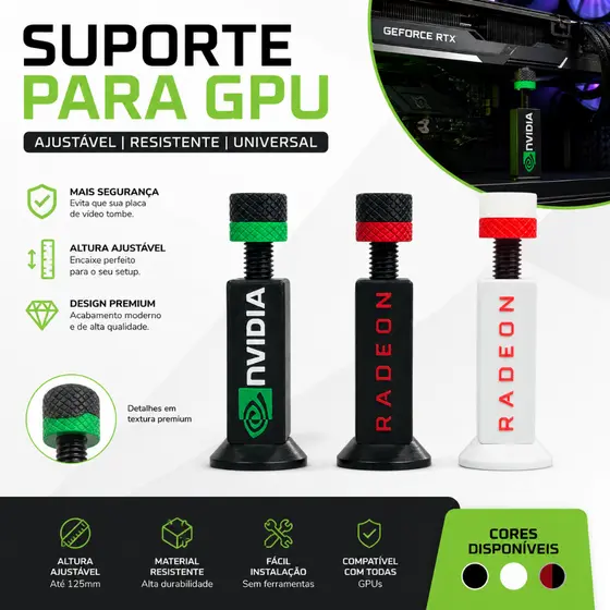 Suporte para Placa de Vídeo GPU Ajustável Nvidia e Radeon Universal