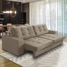 Sofá Retrátil e Reclinável 2 lugares 1,50m com Molas Marcela Suede Cappuccino Adonai Estofados