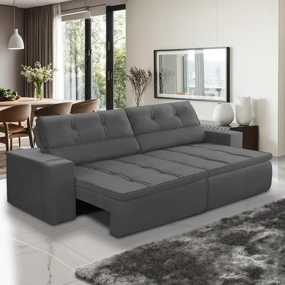 Sofá Retrátil e Reclinável 2 lugares 1,50m com Molas Stella Suede Adonai Estofados