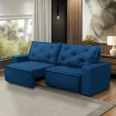 Sofá Retrátil e Reclinável 2 lugares com Molas 1,50m Ana Suede Azul Adonai Estofados
