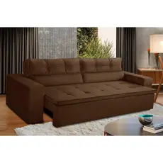 Sofá Retrátil e Reclinável 3 lugares com Molas 1,80m Vegas Suede Marrom Adonai Estofados