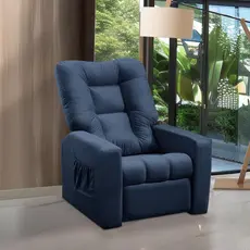 Poltrona do Papai Reclinável Itália Suede Azul Adonai Estofados