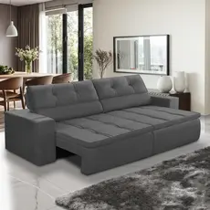 Sofá Retrátil e Reclinável 2 lugares 1,70m com Molas Stella Suede Cinza Adonai Estofados