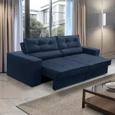 Sofá Retrátil e Reclinável 2 lugares 1,90m com Molas Mirela Suede Azul Adonai Estofados