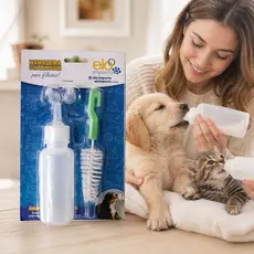 Kit Mamadeira Pet Filhotes Cães Gatos Com Escova De Limpeza