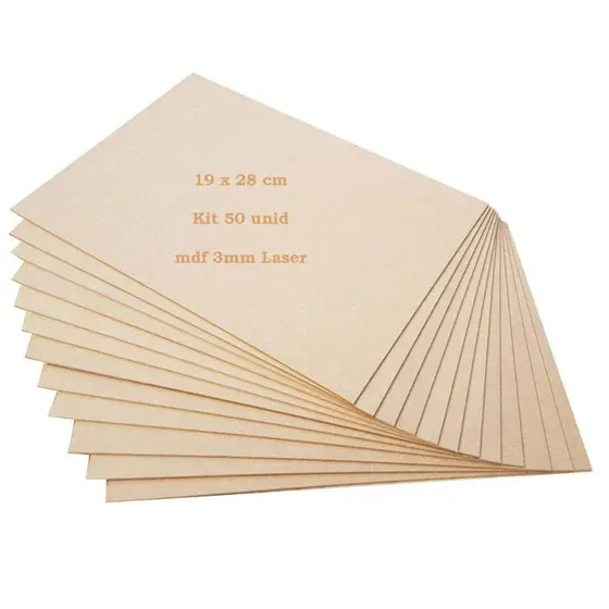 Kit 50 placa chapa base quadro A4 mdf cru 19x28 cm artesanato quadrinho adesivo sublimação