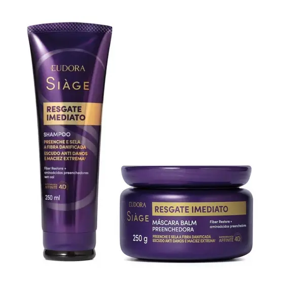 Kit Siàge Eudora Resgate Imediato Shampoo + Máscara Capilar