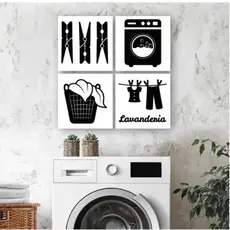 Quadros Decorativos Lavanderia Área de Serviço 20x20 Mosaico Sala Quarto Escritório Premium Luxo