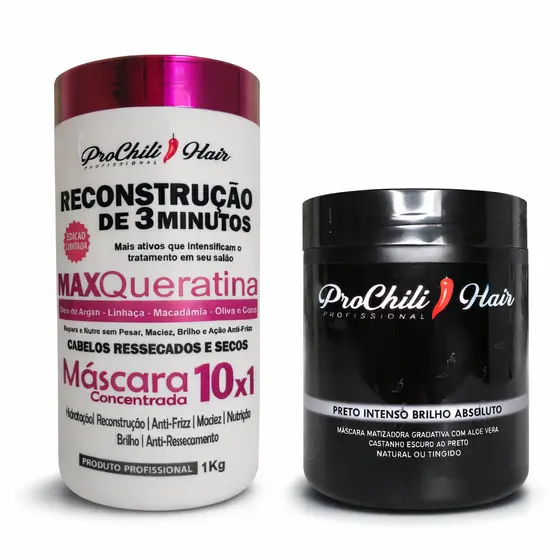 Máscara Matizadora Cabelos Pretos Pinta Fios Pigmenta + Reconstrução capilar 1kg Profissional