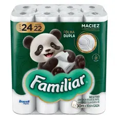 Papel Higiênico Familiar Folha Dupla 24 Rolos 30mt