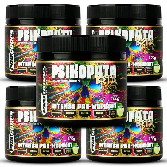 15 unidades Pré Treino Psikopata Beta 100g - Pro corps