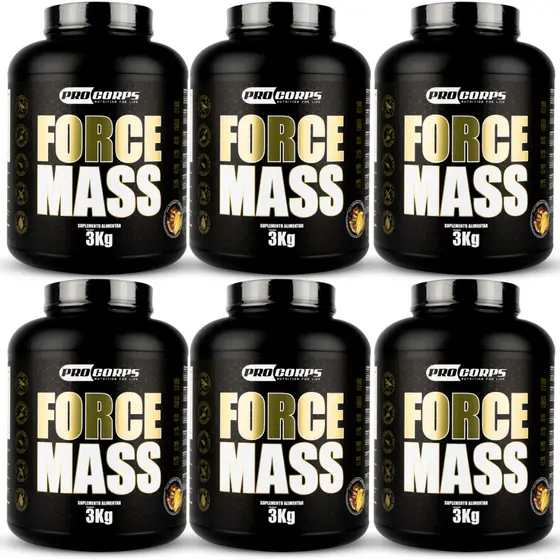 6 Unidades Suplemento Hipercalórico 3kg Force Mass Ganhe Massa Muscular Pro Corps