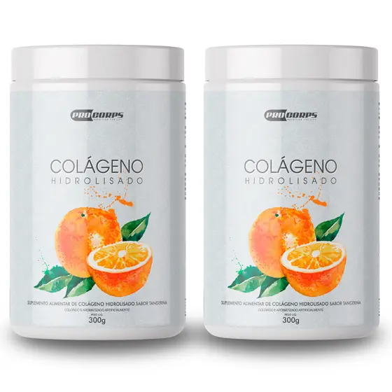 Colágeno Hidrolisado 2 Potes Sabor Tangerina Pro Corps