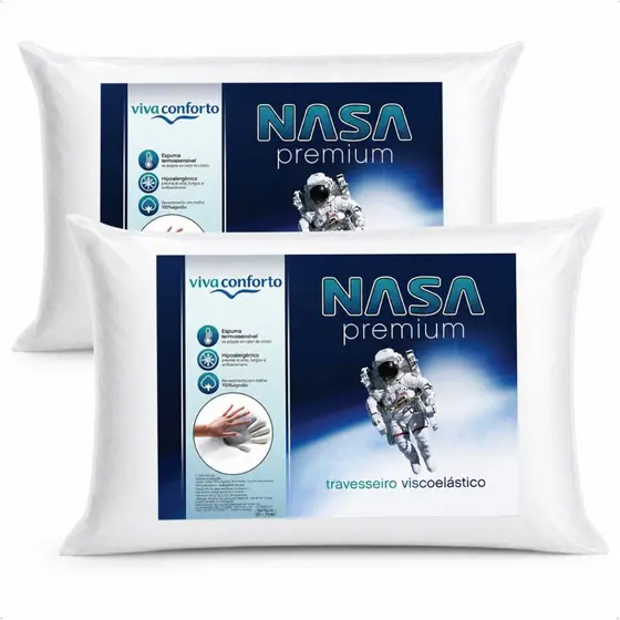 Kit 2 Travesseiros Nasa Premium Viva Conforto D40 Original Hipoalergênico Antiácaro Altura 10cm