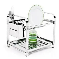 Escorredor Inox 12 Pratos com porta Talher em Aço Inox