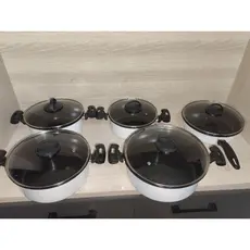 Jogo de Panela Esmaltada Indução 5 Peças Branco