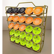 Porta Cápsulas de Café Dolce Gusto 50 unidades Suporte Reforçado Preto Dourado Organizador Suporte bancada