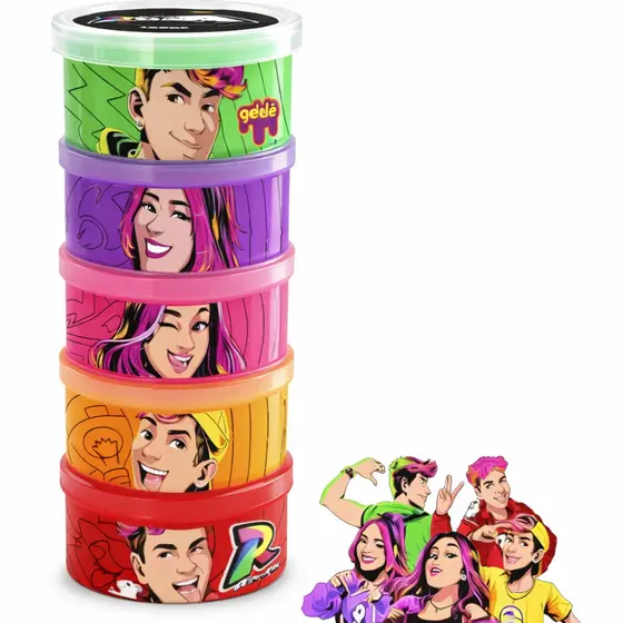 Slime Gelelé Dos Rosa 330G TORRE COM 5 Potes Coloridos Youtubers